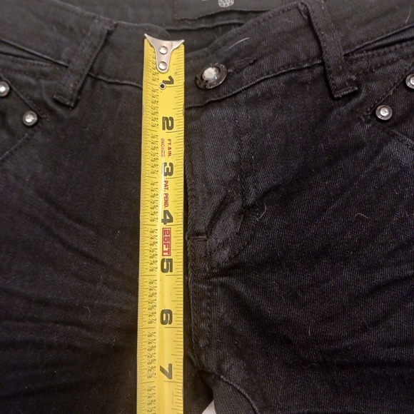 Prada BLACK Jeans MILANO Italy Sz 27  Embelished Jewels Pockets Straight Y2k - Picture 14 of 16